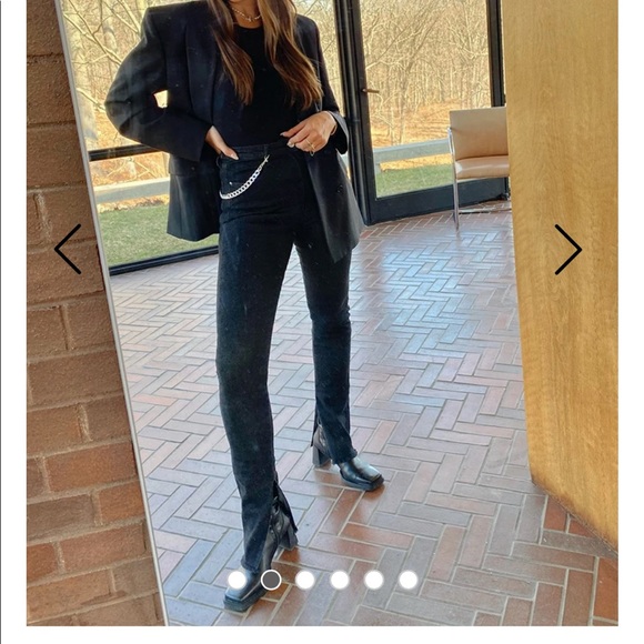 Slit hem stretch 34” inseam washed black Jean - Picture 2 of 3